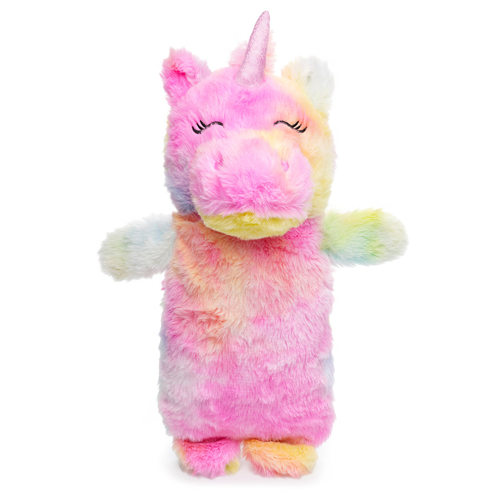 Unicorn Hot Water Bottle with Super Soft Plush Cover – 750ml Cute Rainbow Design, Cuddly Fluffy Unicorn Toy for Kids & Adults, Pain & Stress Relief