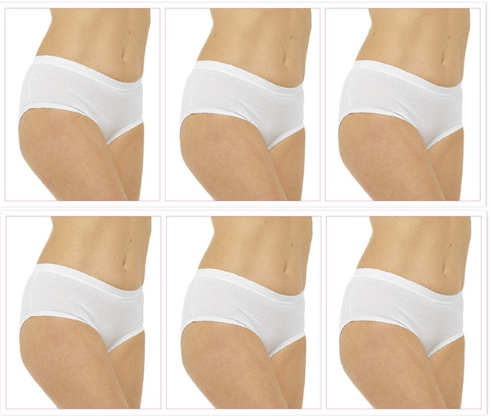 Ladies 6 Pack 100% Cotton Full Briefs Knickers Underwear