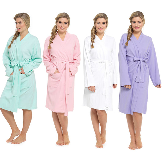 Ladies 100% Cotton Waffle Dressing Gown