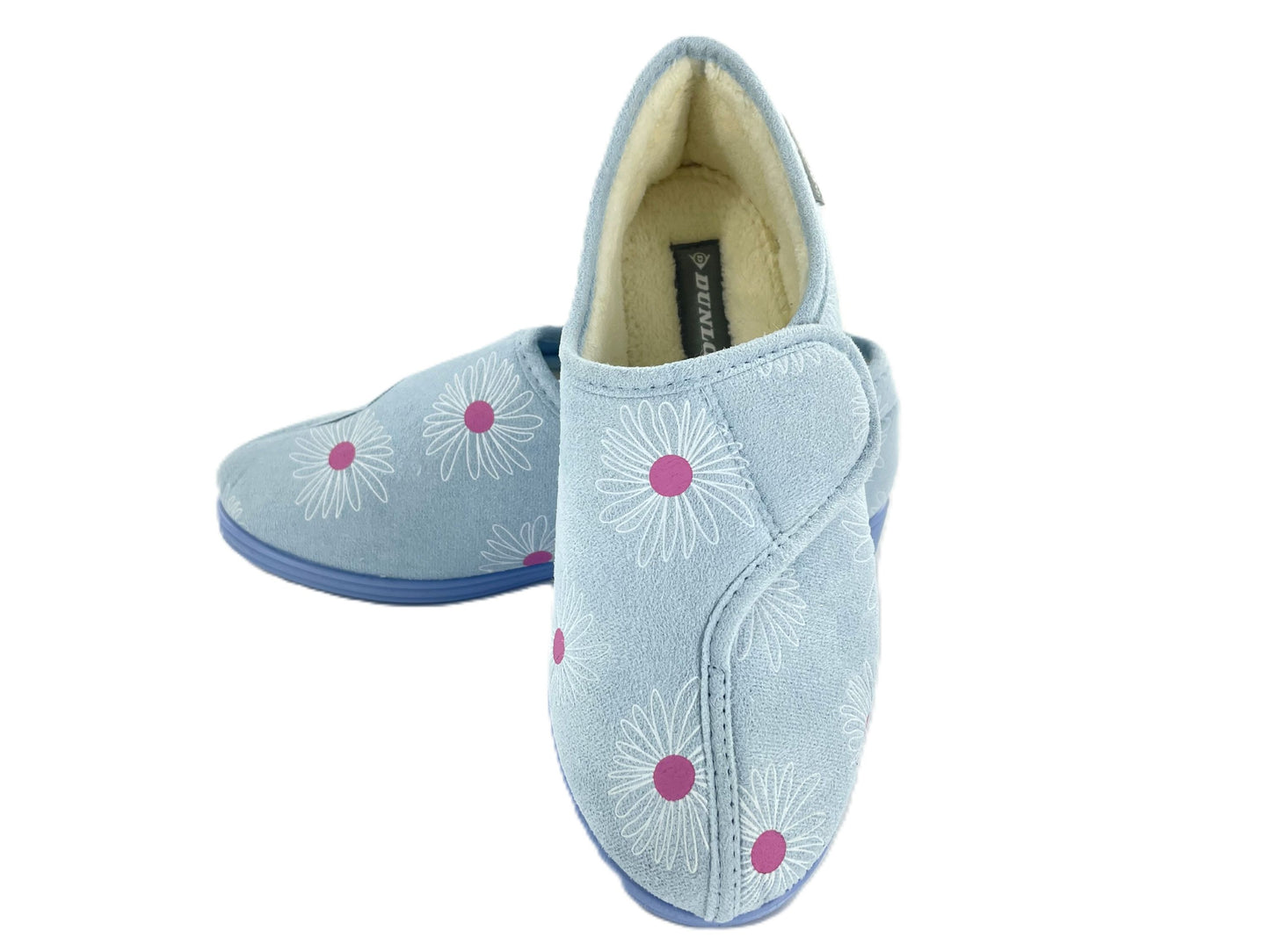 Dunlop Ladies' Memory Foam Slippers Daisy Print - Easy Access - Adjustable Strap - Machine Washable - UK 3-8 - Blueberry or Plum