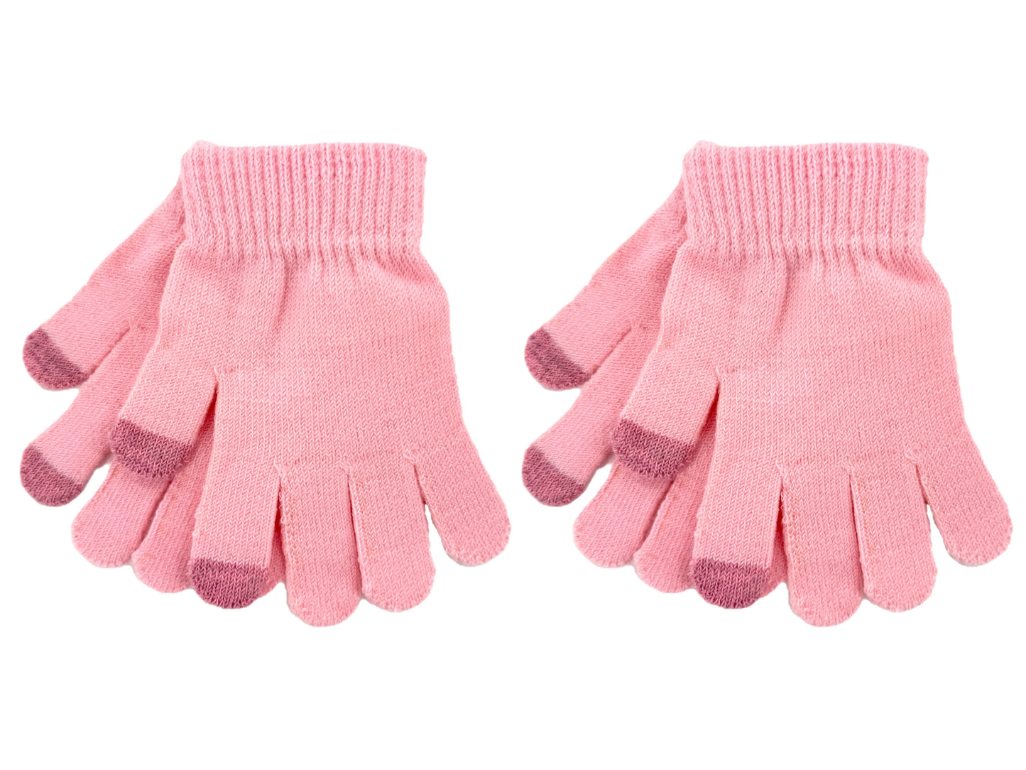 2 Pairs Children's Touchscreen Knitted Winter Gloves - Various Colours