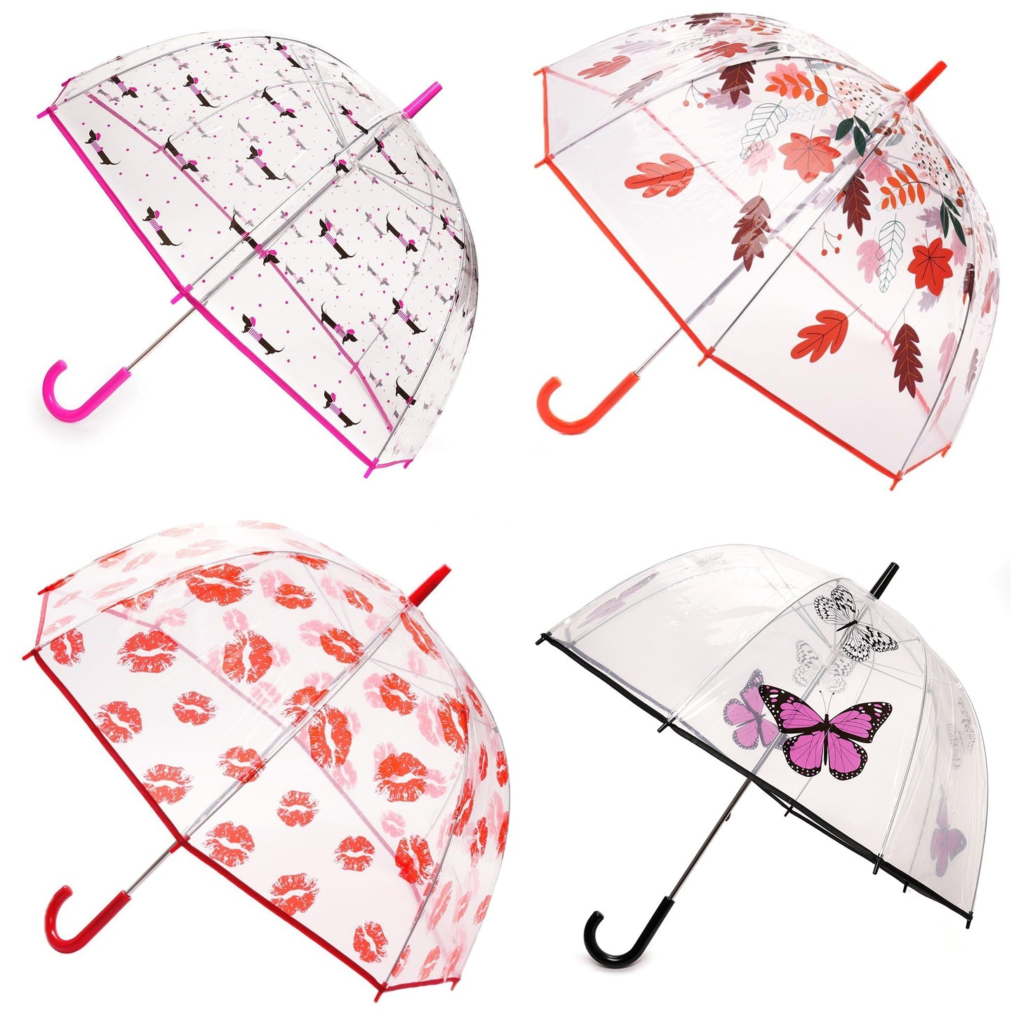Ladies Transparent Dome Stick Umbrella - 4 Stylish Designs