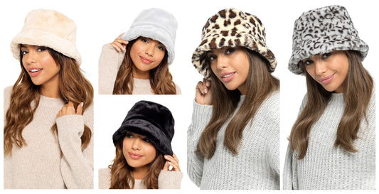 Ladies Faux Fur Bucket Hat