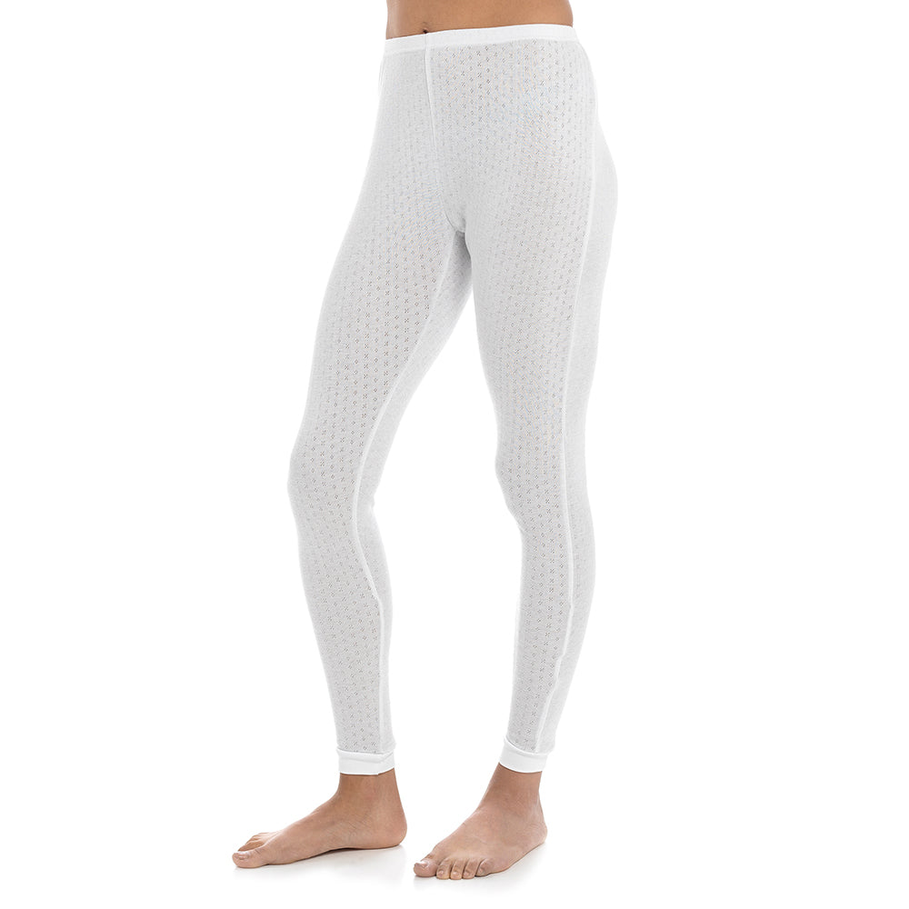 Women's 2 Pack Thermal Leggings – Soft Pointelle Knit – Full Length Long Johns