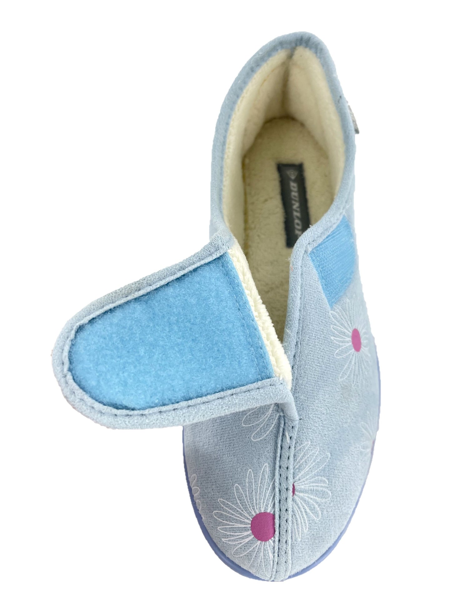 Dunlop Ladies' Memory Foam Slippers Daisy Print - Easy Access - Adjustable Strap - Machine Washable - UK 3-8 - Blueberry or Plum