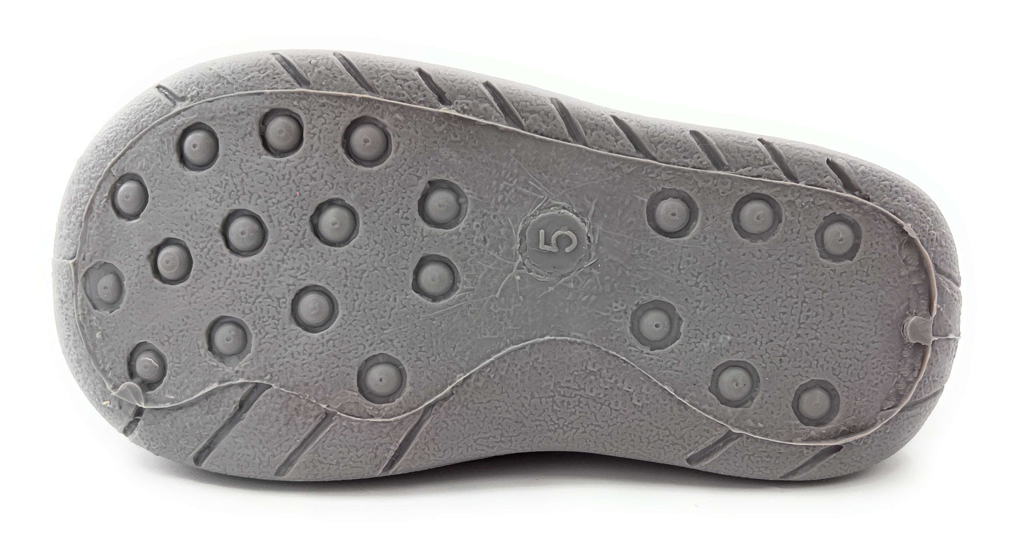 Toddler Girls Pink and Grey Cat Design Easy Close Bootie Slippers