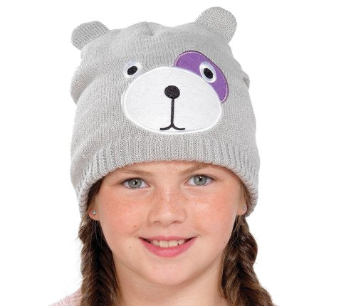 Girls Beanie Hat Teddy Bear Face Knitted Winter Different Colours