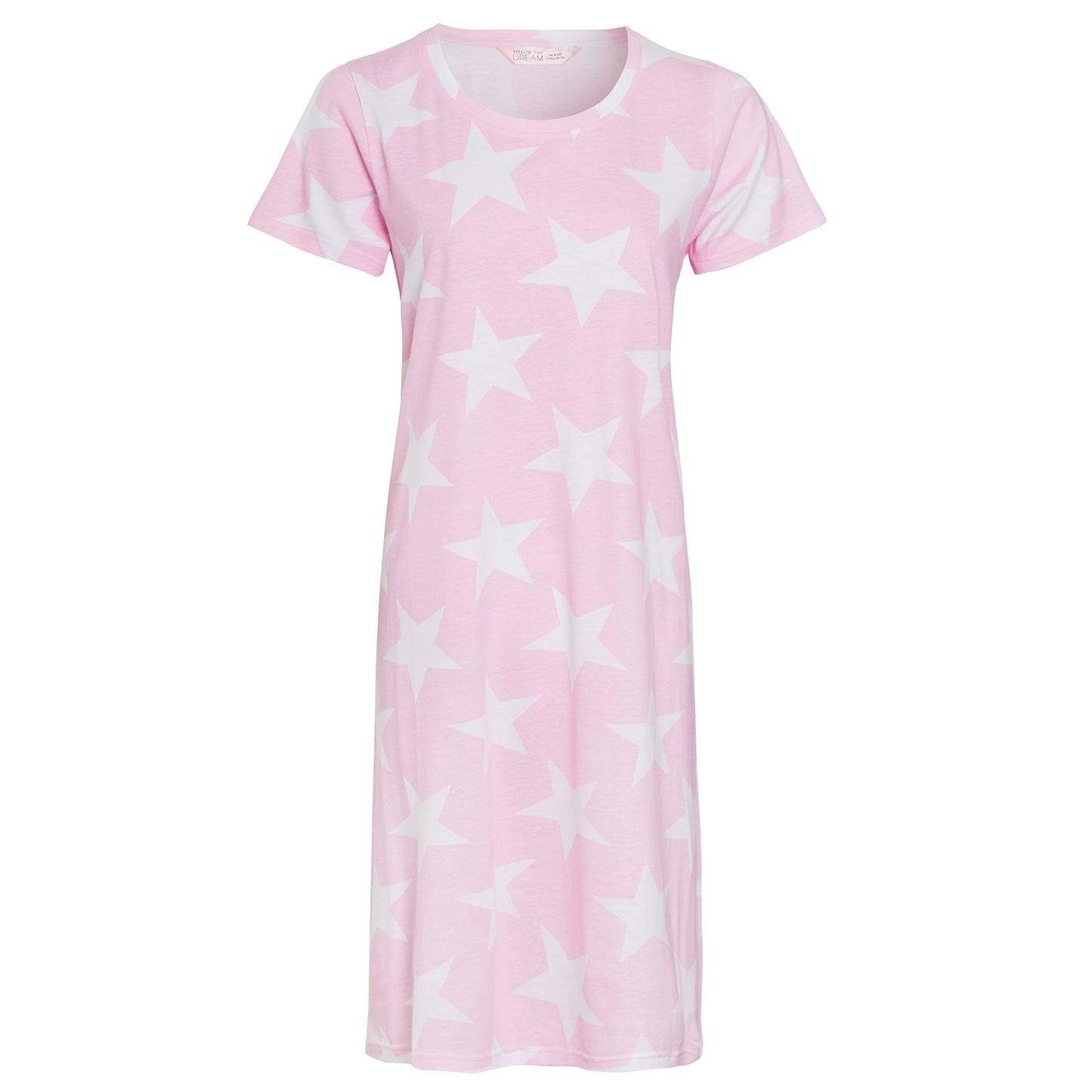 Ladies Star Print Nightie Short Sleeved 100% Cotton Jersey Summer Nightdress