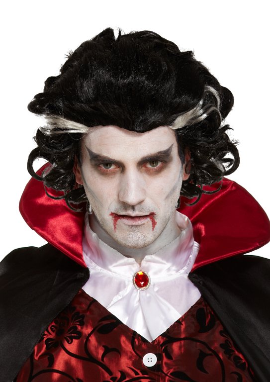 Adult Halloween Black Vampire Dracula Wig Fancy Dress