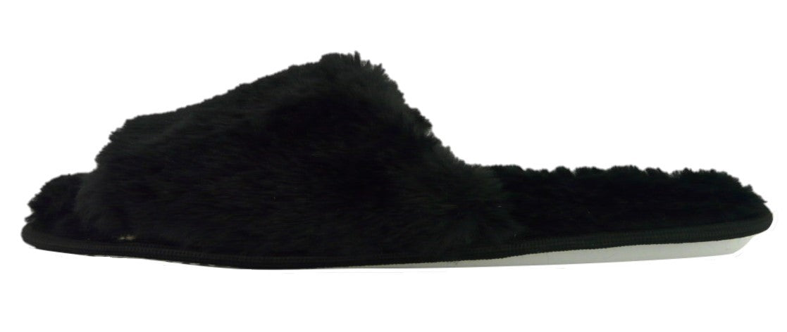 Ladies Faux Fur Open Toe Slider Style Slippers