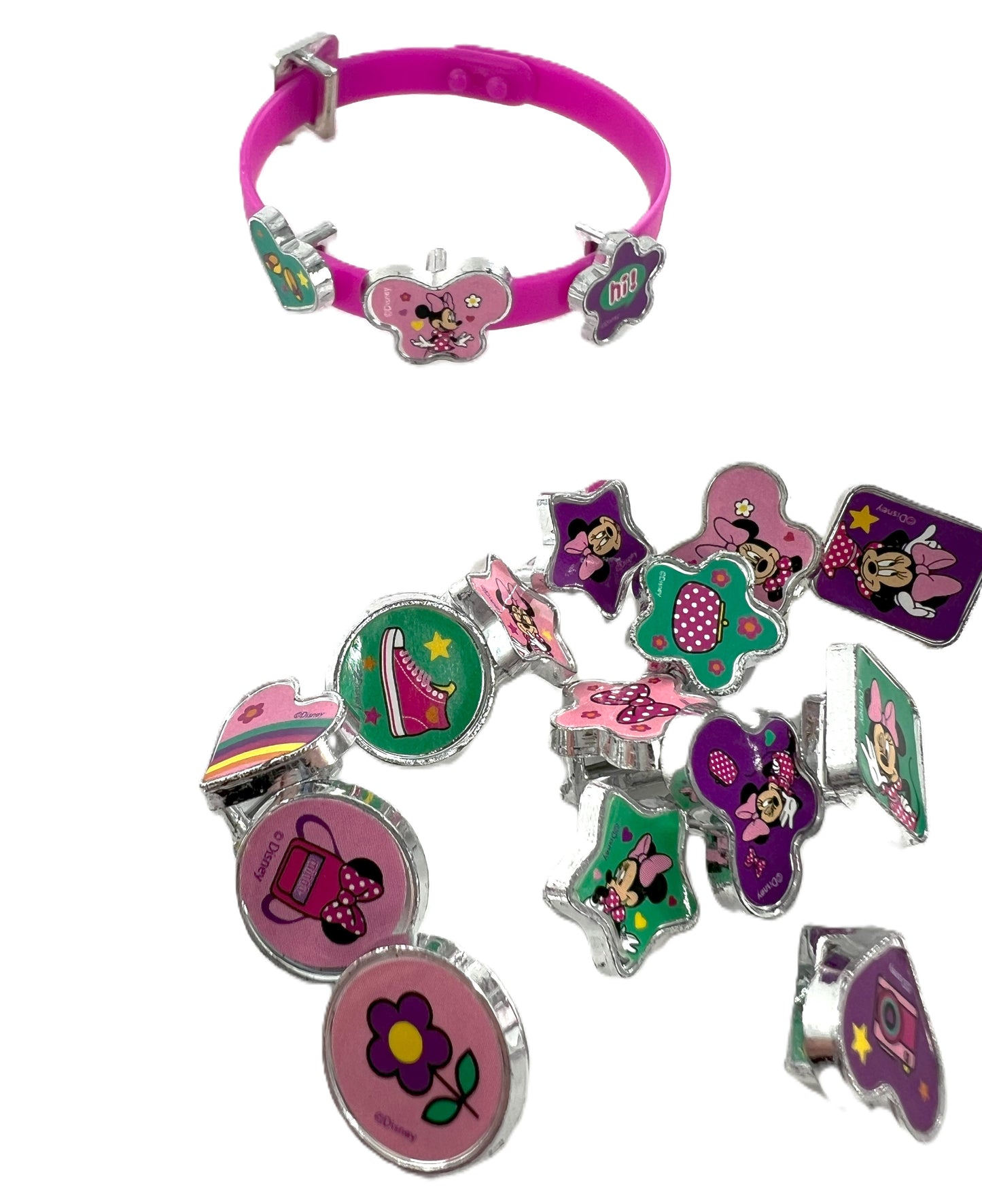Minnie Mouse Girls Charm Bracelet Set – 3 Bracelets with 18 Charms