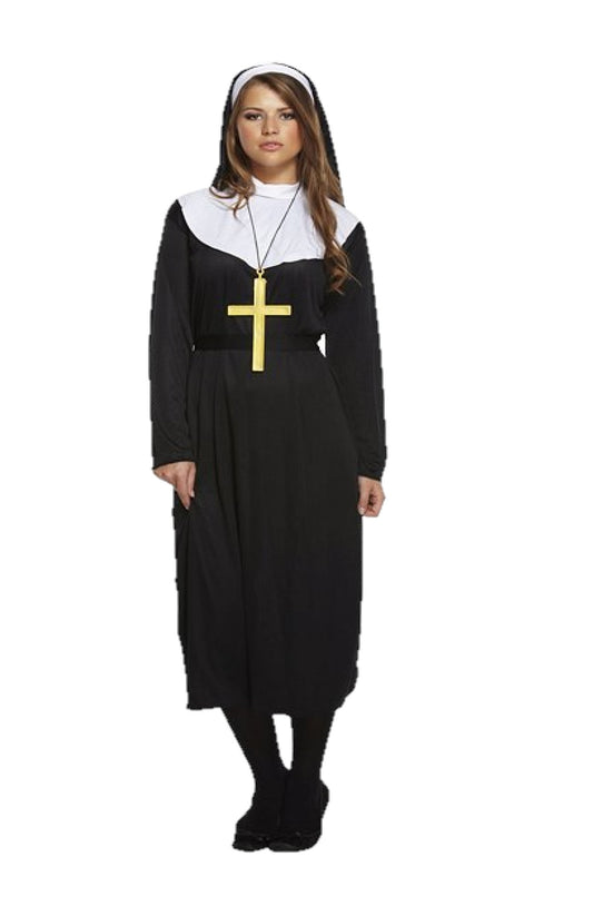 Adult Women’s Classic Nun Fancy Dress Costume With Large Cross
