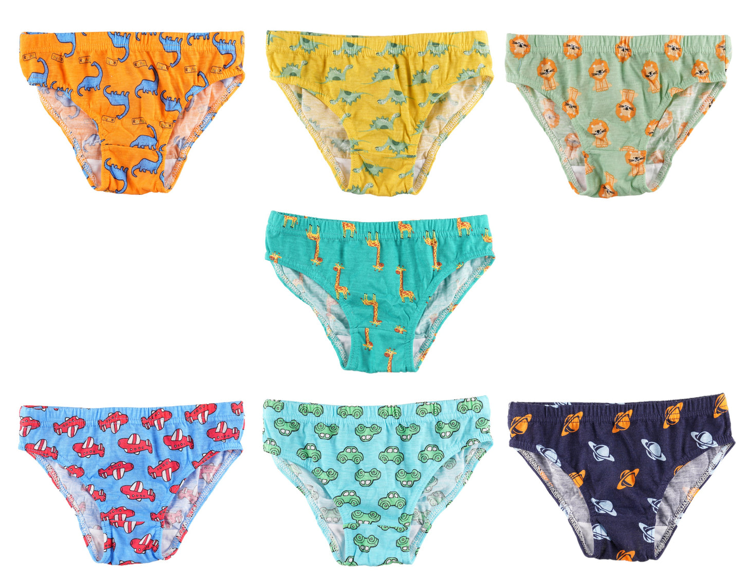 Boys' 7 Pack Briefs – Soft Jersey Underpants with Various Prints – OEKO-TEX Cert