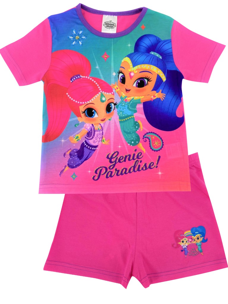 Girls Shimmer & Shine Shortie Pyjamas – Genie Paradise Summer PJs 18-24m 2-3yrs