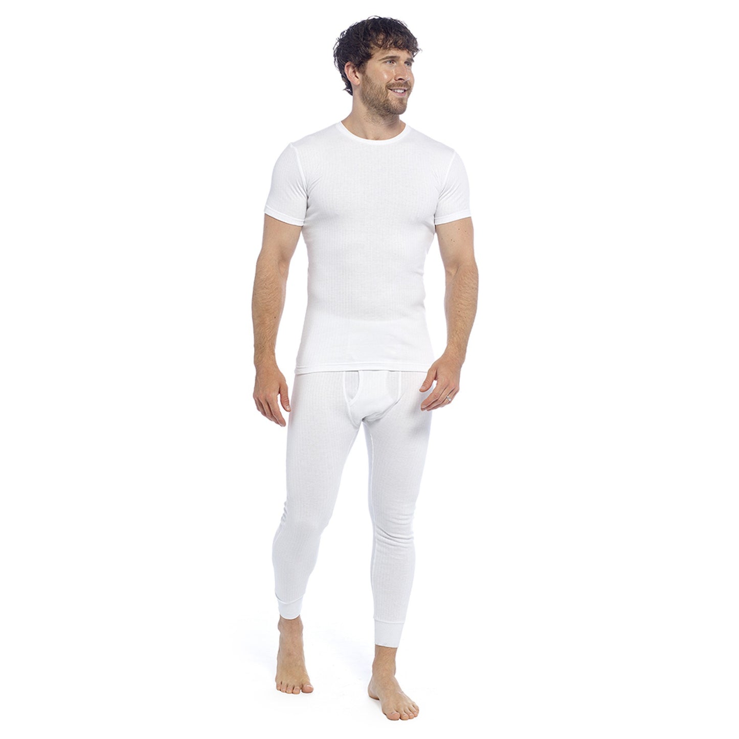 Mens Thermal Short Sleeve Vest 2 Pack White T Shirt Ribbed 0.45 TOG Sizes M-XXL