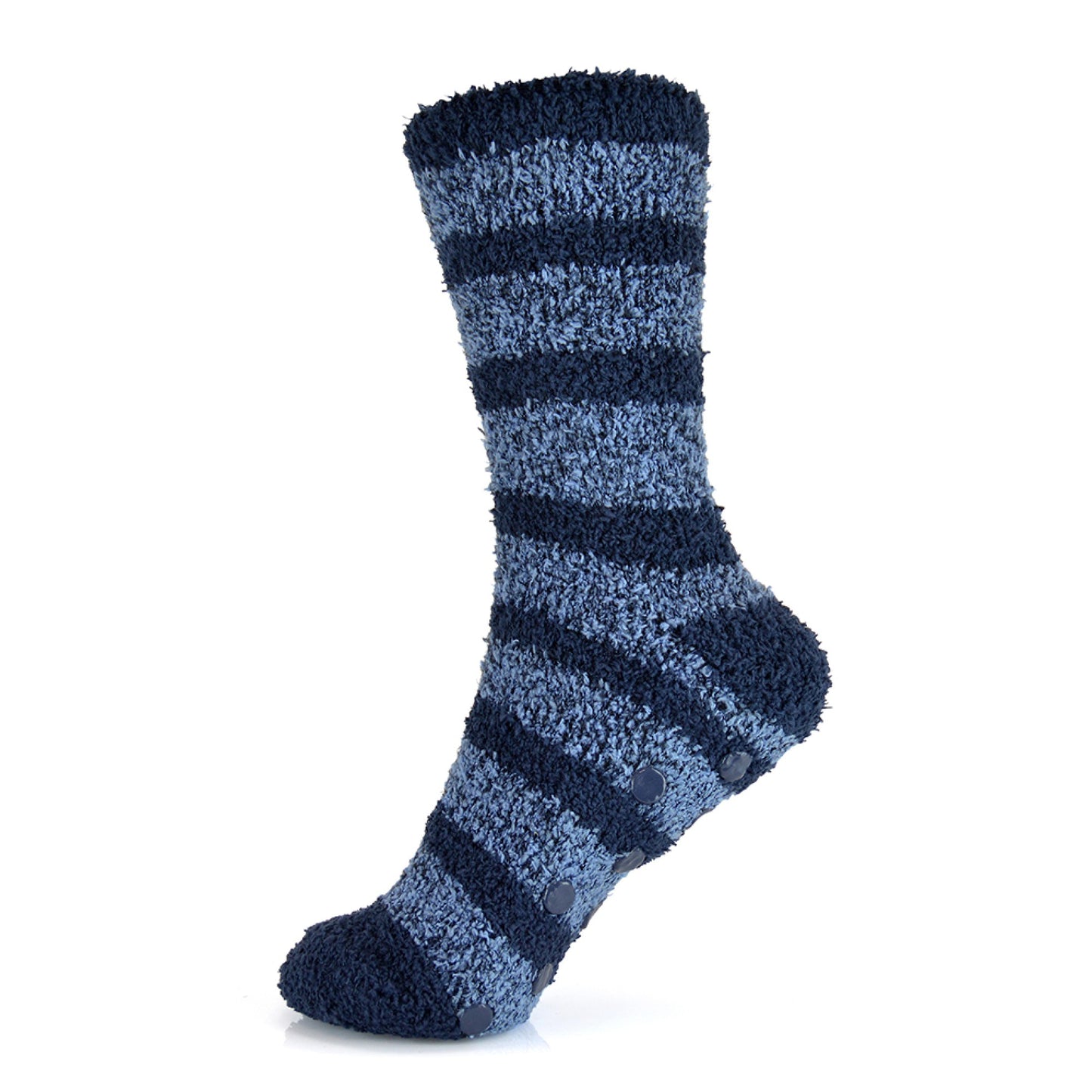 4 Pairs Men's Cosy Non-Skid Gripper Slipper Socks UK 7-11 - Blue and Black