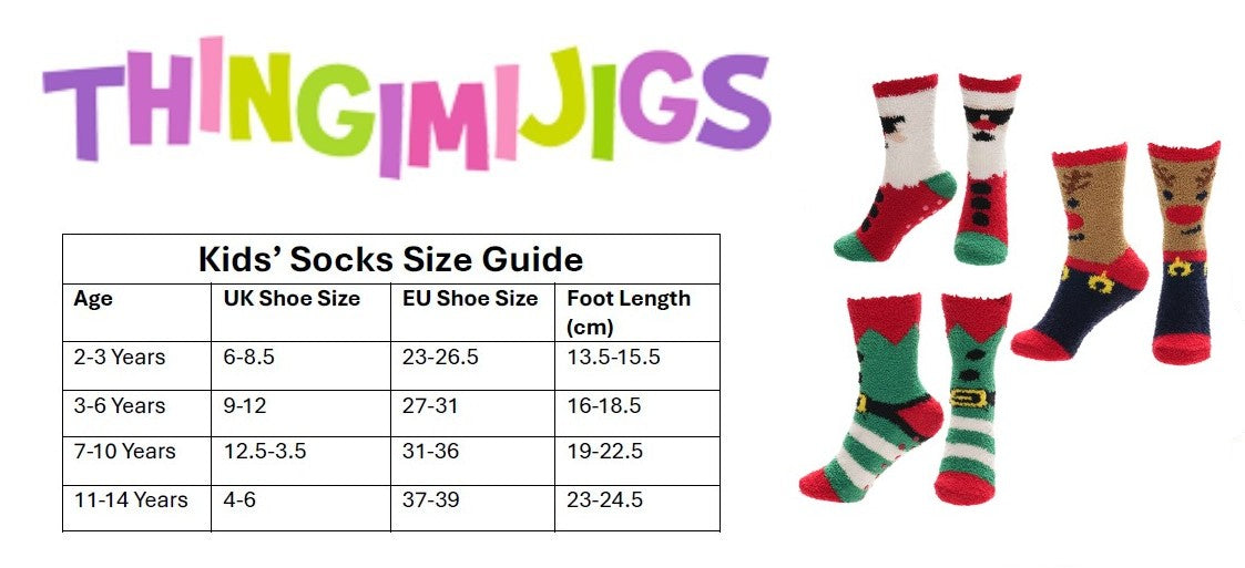 3 Pack Kids Christmas Cosy Socks - 6-8