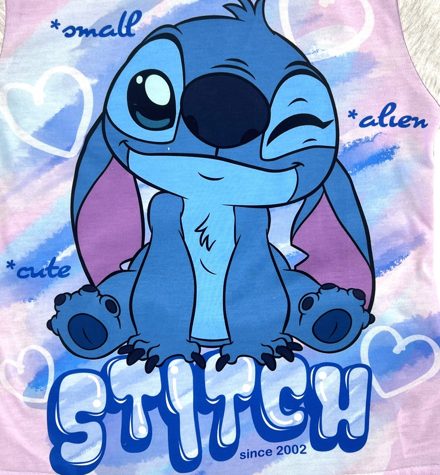Disney Stitch Girls Pyjamas Set – “Small, Cute, Alien”, Ages 5-12 Years