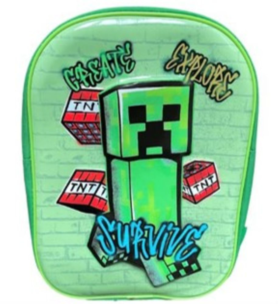 Minecraft Creeper 3D Kids Backpack – School, Travel & Everyday Rucksack