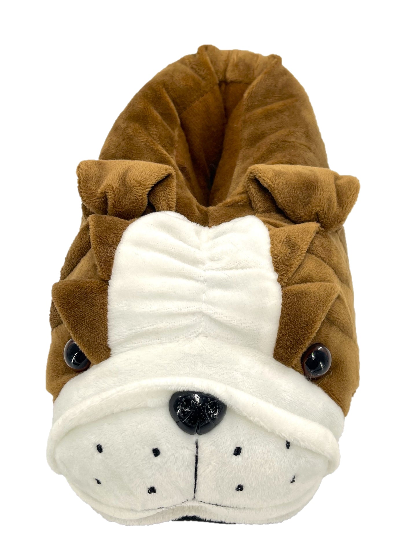Men's Bulldog Slippers Novelty 3D Brown and White Plush