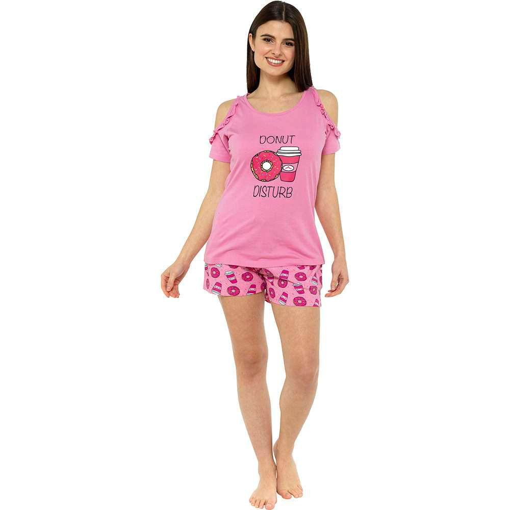 Ladies "Donut Disturb" Shortie 2 Piece Pyjama Set