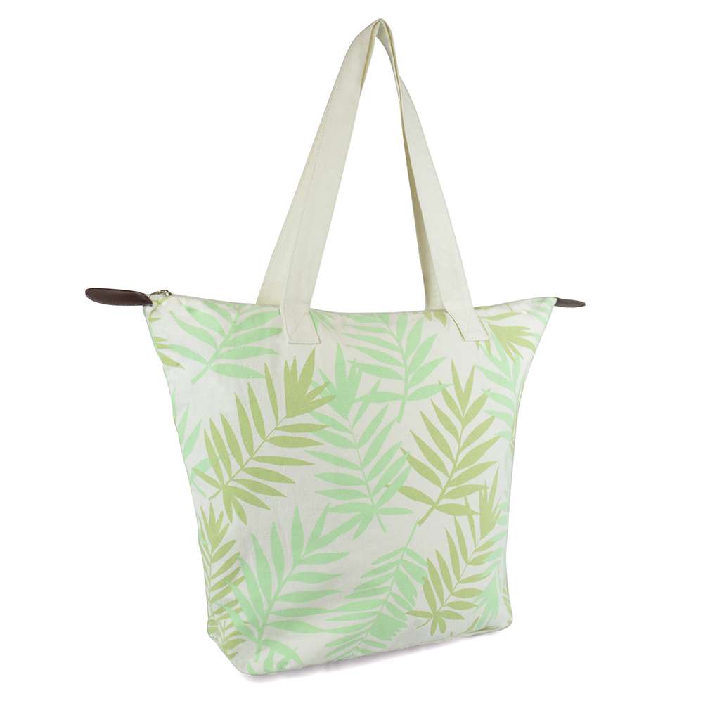 Ladies Cream Canvas Beach Tote Bag With Zip & Matching Makeup Pouch