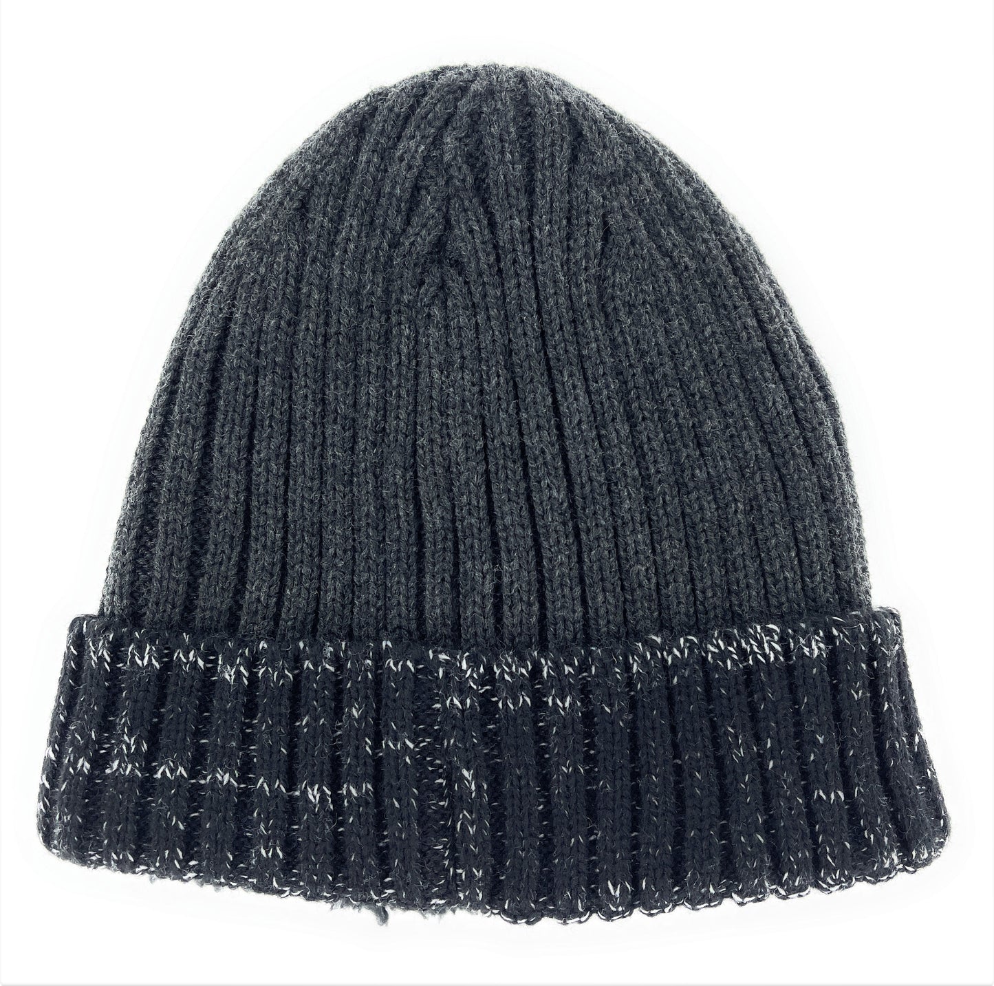 Mens Wool Blend Faux Fur Lined Ribbed Knitted Beanie Hat