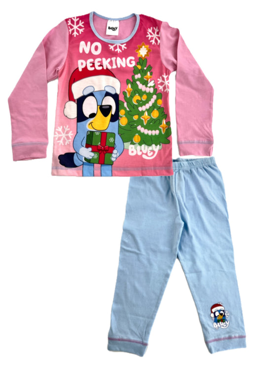 Bluey Christmas Pyjamas, “No Peeking” Girl’s, 18 Months-5 Years