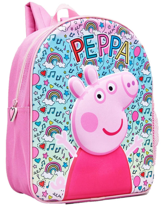 Peppa Pig 3D Backpack, Adjustable Straps, Drinks Pocket