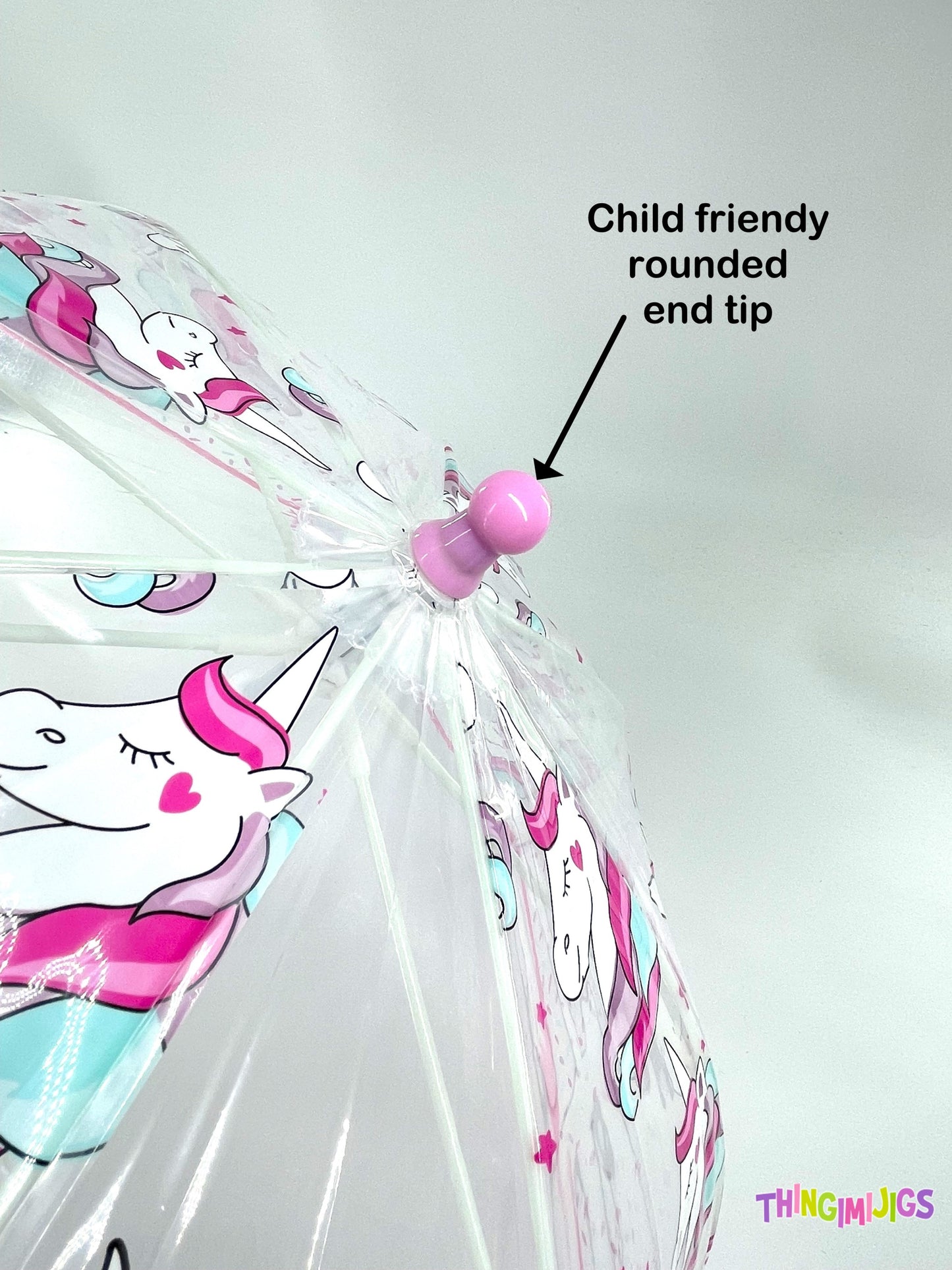 Children's Dome Umbrella Kids' Lightweight Transparent PVC Stick Brolly