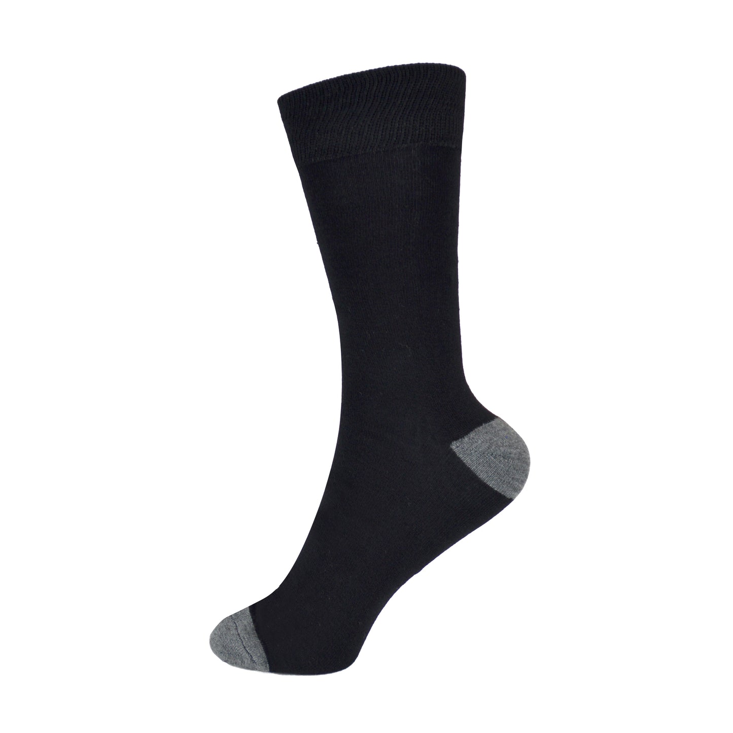 6 Pairs Men's Black Bamboo Socks with Coloured Heels and Toes