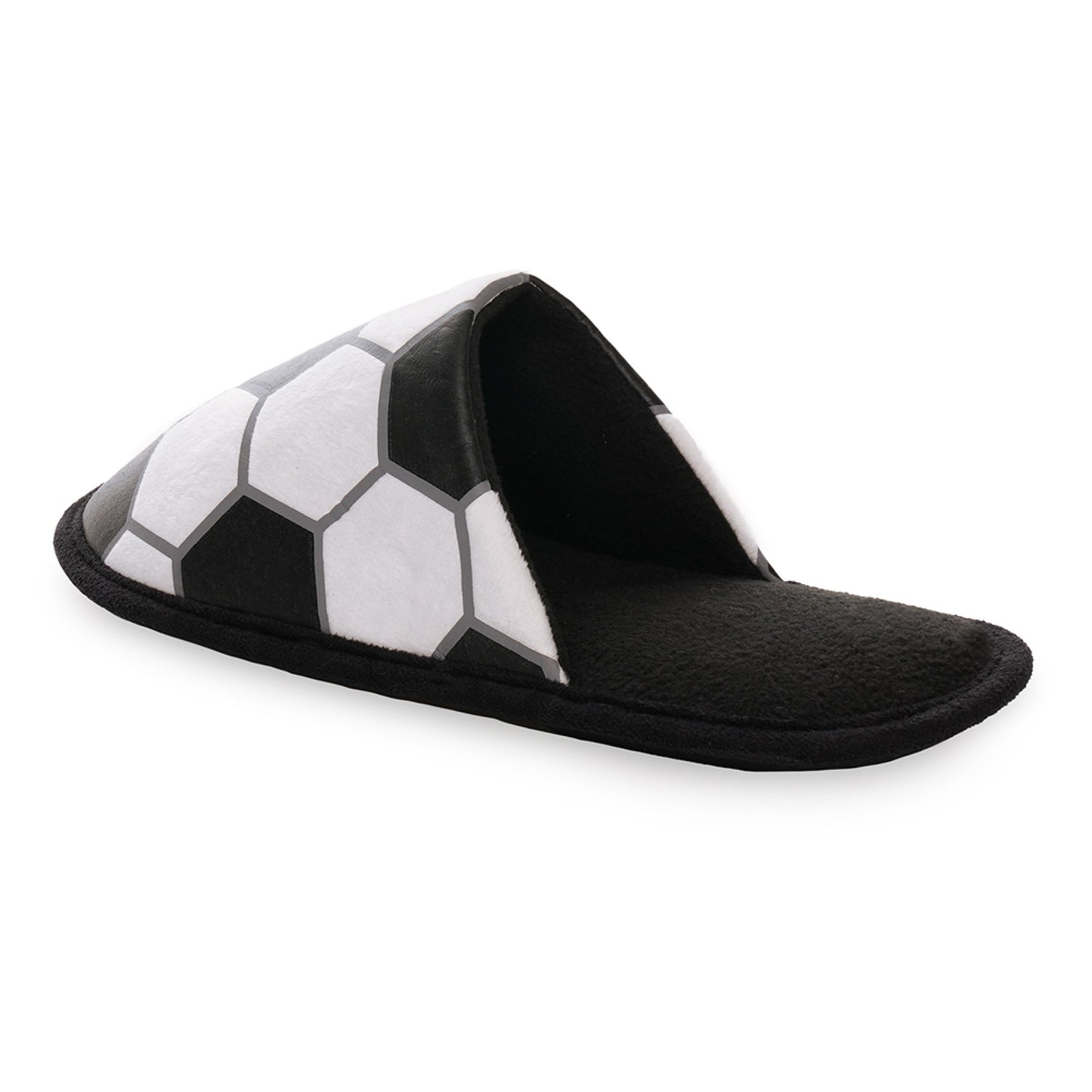 Men's Football Mule Slippers Black and White Soccer Ball Design Slip-On