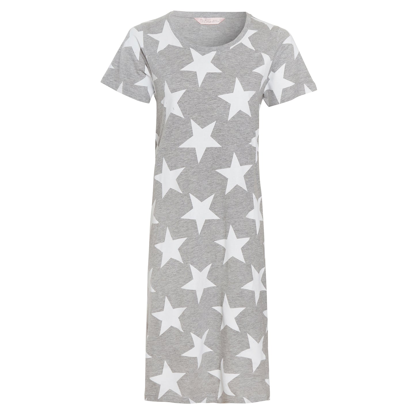 Ladies Star Print Nightie Short Sleeved 100% Cotton Jersey Summer Nightdress