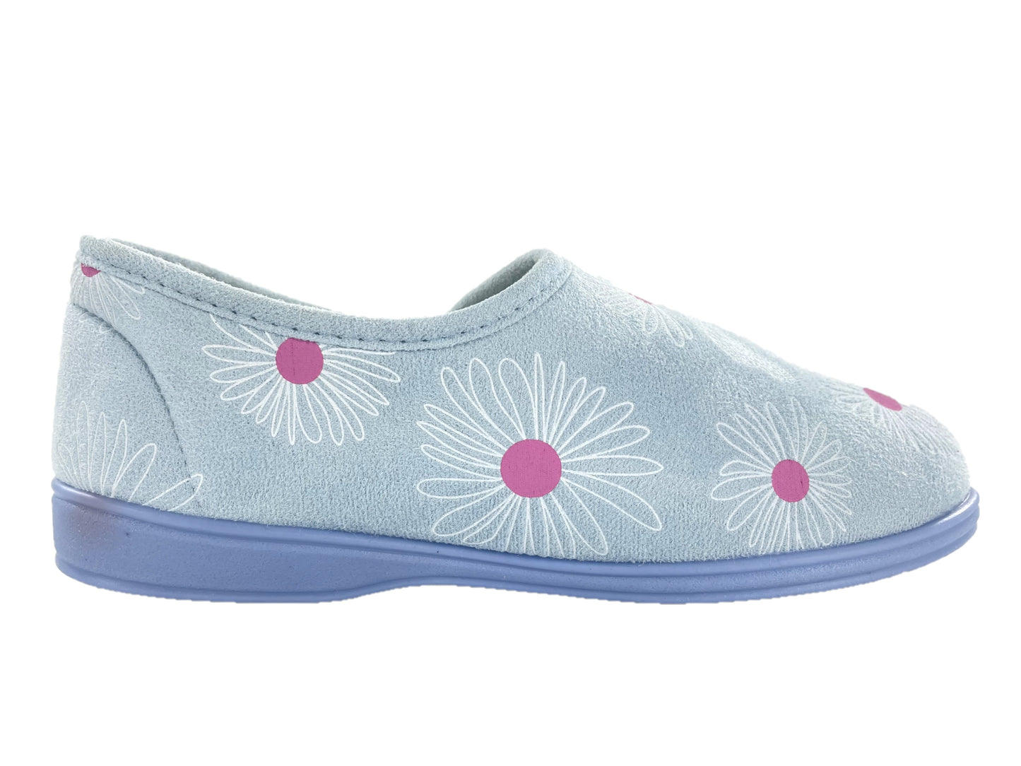 Dunlop Ladies' Memory Foam Slippers Daisy Print - Easy Access - Adjustable Strap - Machine Washable - UK 3-8 - Blueberry or Plum