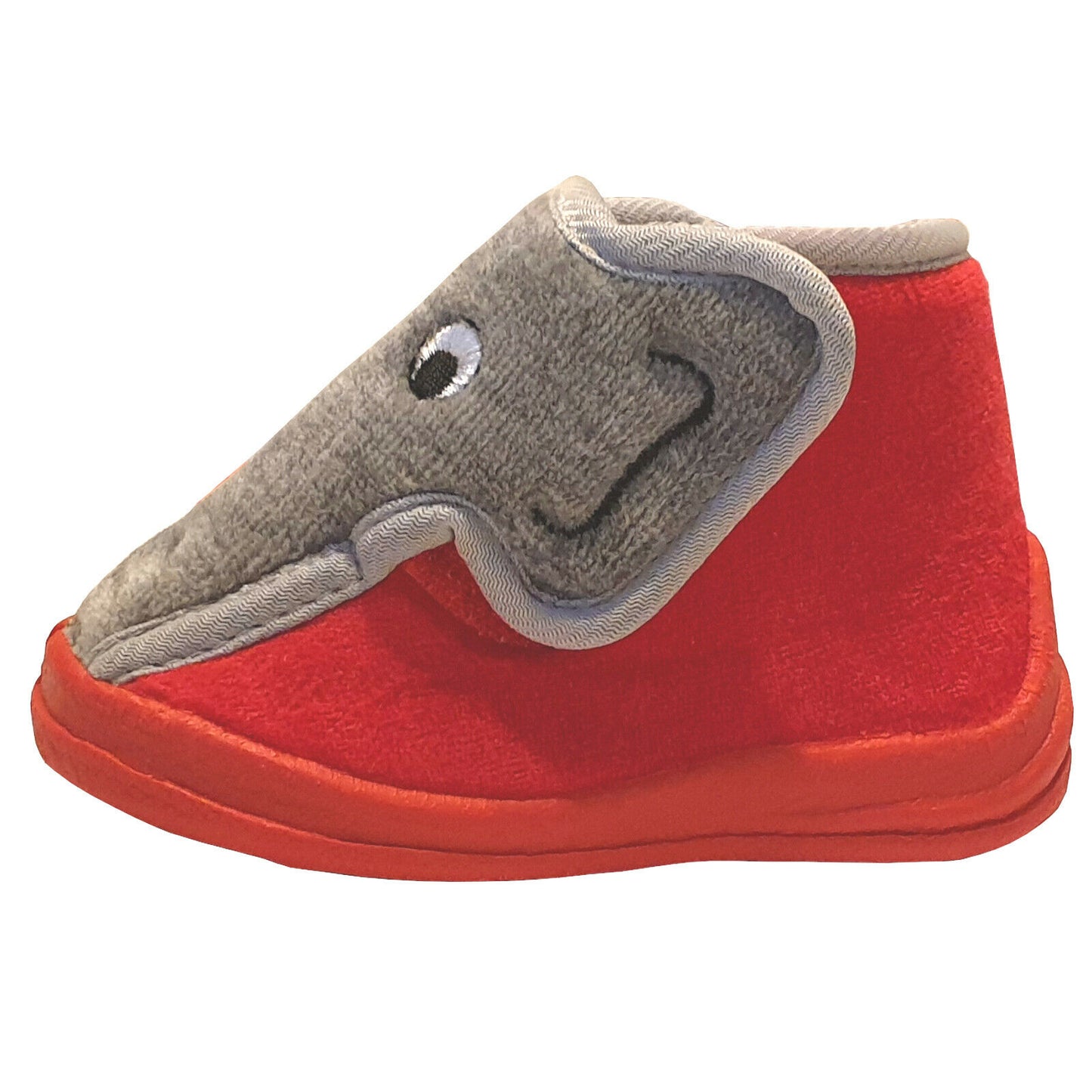Little Kids Red and Grey Elephant Design Bootie style Slippers