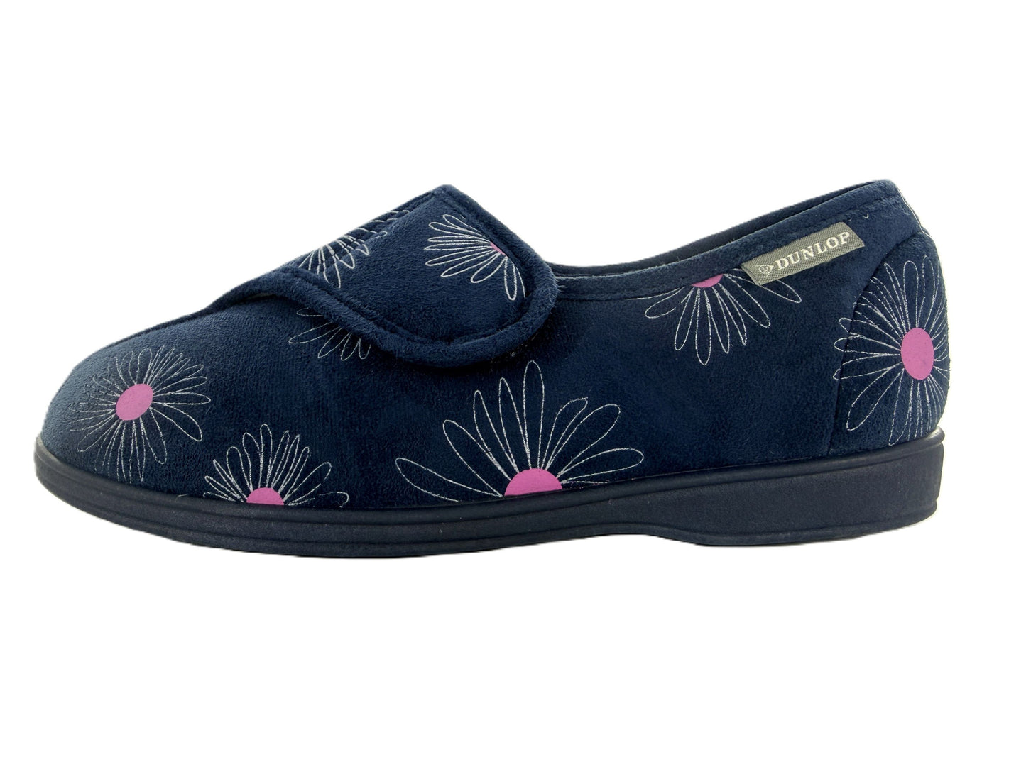 Dunlop Ladies' Memory Foam Slippers Daisy Print - Easy Access - Adjustable Strap - Machine Washable - UK 3-8 - Blueberry or Plum