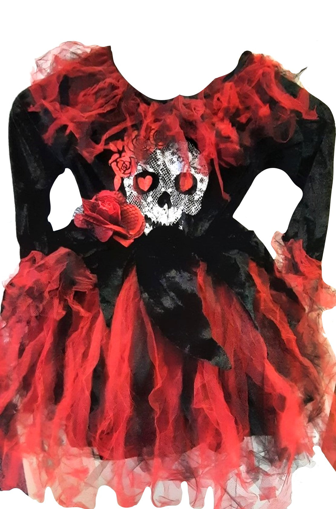 Skull Girls Halloween Tutu Red Fancy Dress Costume 3-8 Years
