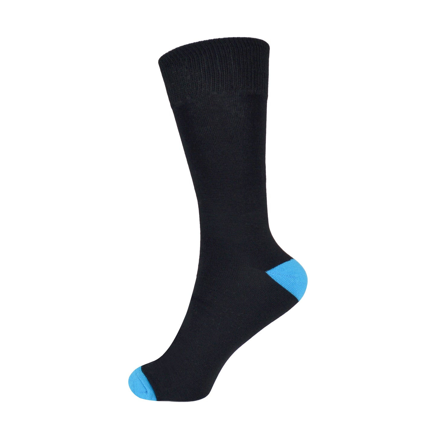 6 Pairs Men's Black Bamboo Socks with Coloured Heels and Toes