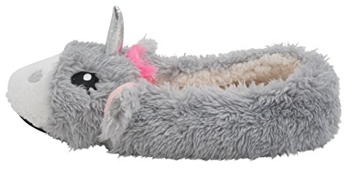 Grey 3D Unicorn Sherpa Lined Ballet Slippers.