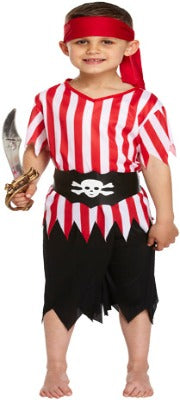 Childrens Pirate Fancy Dress Up Costume Size 4-12 Available