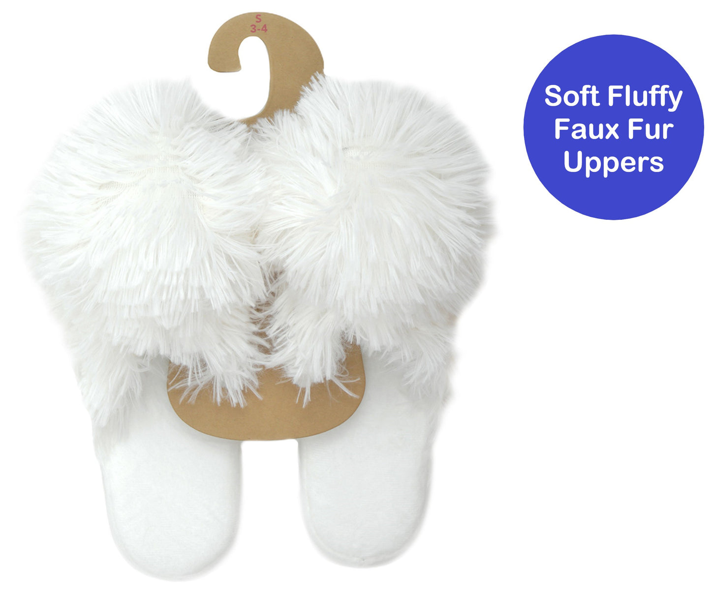 Ladies Novelty Dog Slippers Cream Faux Fur 3D Mule Style Slip-Ons