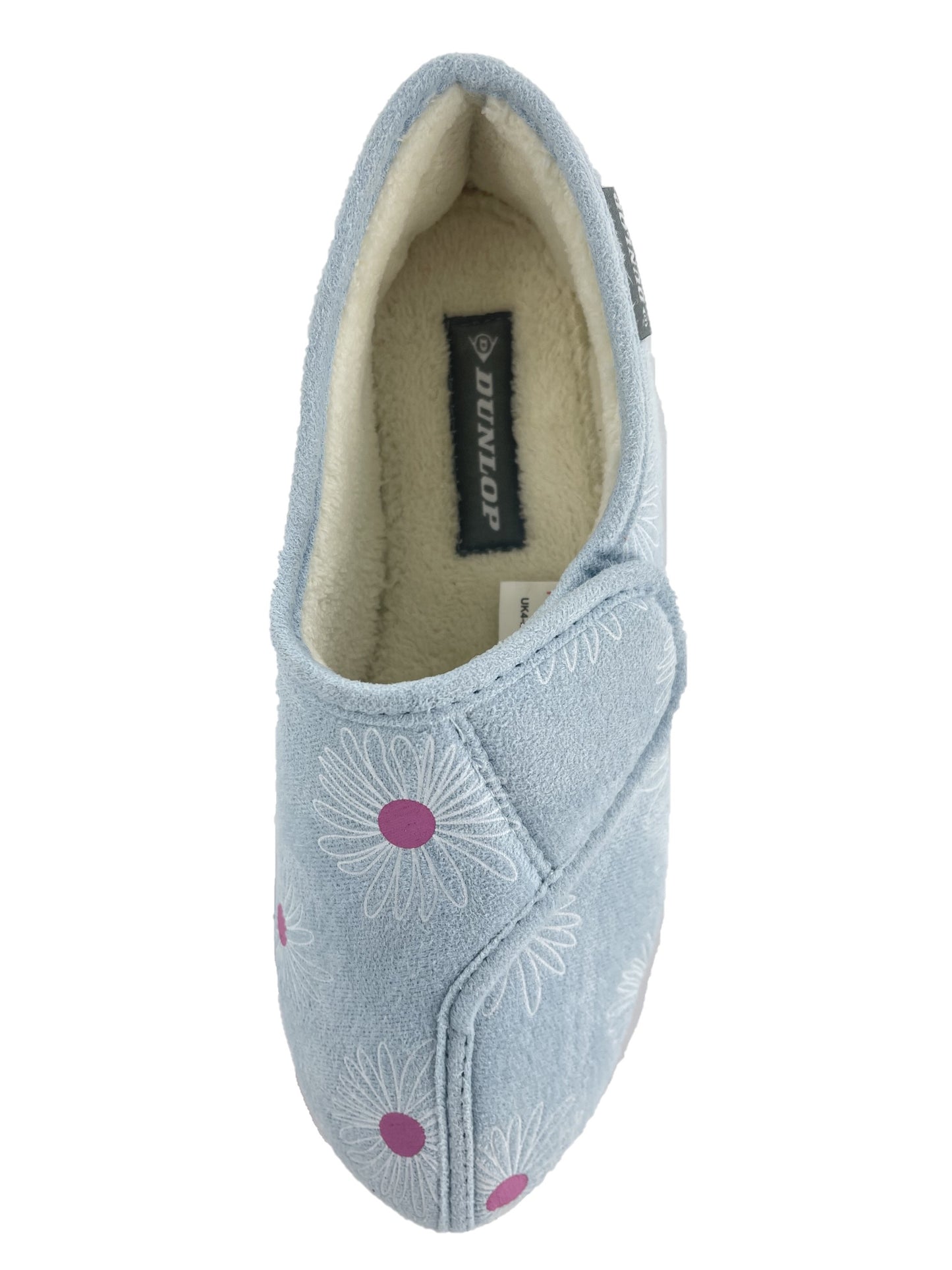 Dunlop Ladies' Memory Foam Slippers Daisy Print - Easy Access - Adjustable Strap - Machine Washable - UK 3-8 - Blueberry or Plum