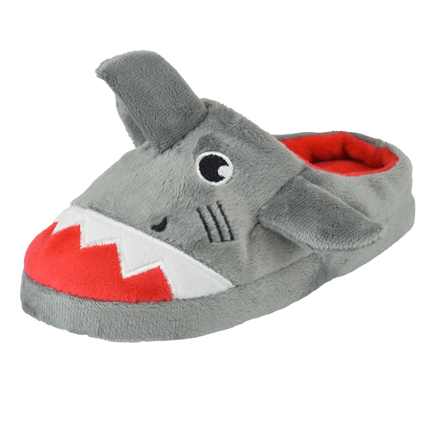 Boys 3D Shark Design Plush Mule Slip-On Novelty Slippers