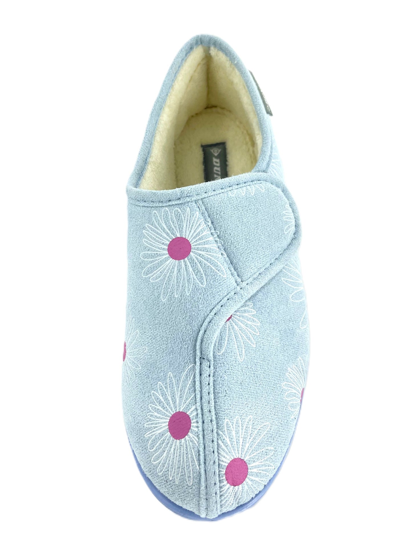 Dunlop Ladies' Memory Foam Slippers Daisy Print - Easy Access - Adjustable Strap - Machine Washable - UK 3-8 - Blueberry or Plum