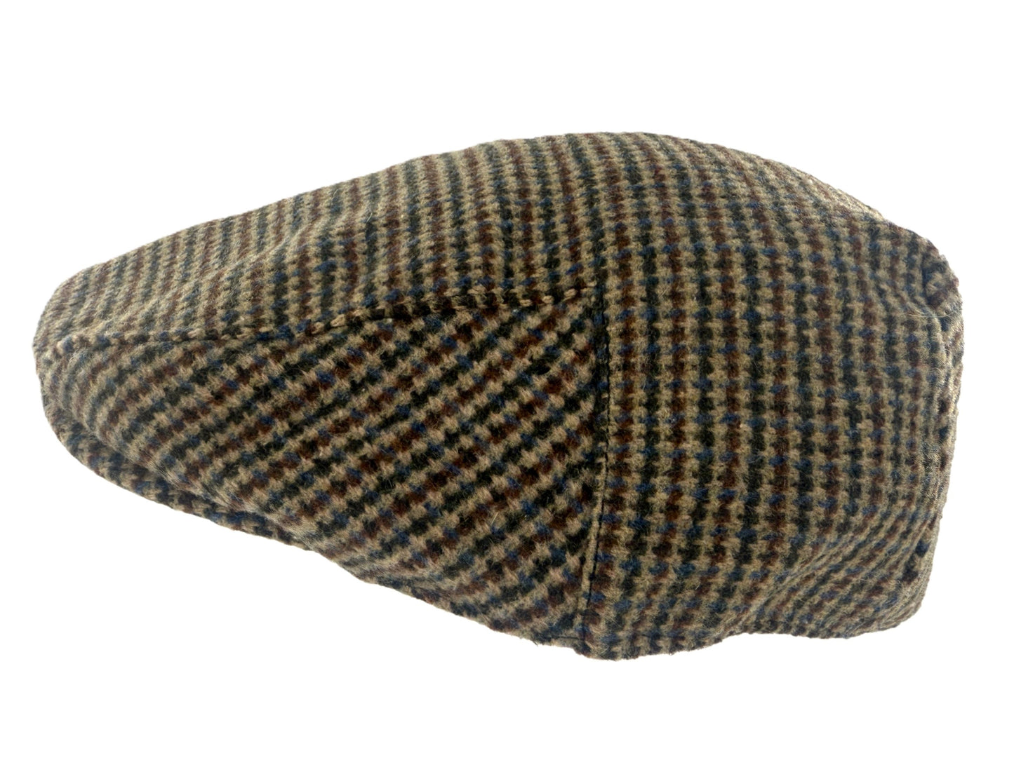 Mens Wool Blend Flat Cap Quilted Lining Winter Hat Brown Checked Grey Sizes M-L