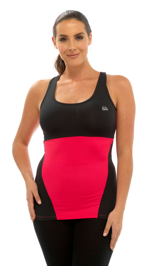 Ladies Sportswear/Fitness Black & Pink Sports Yoga / Gym Vest Top