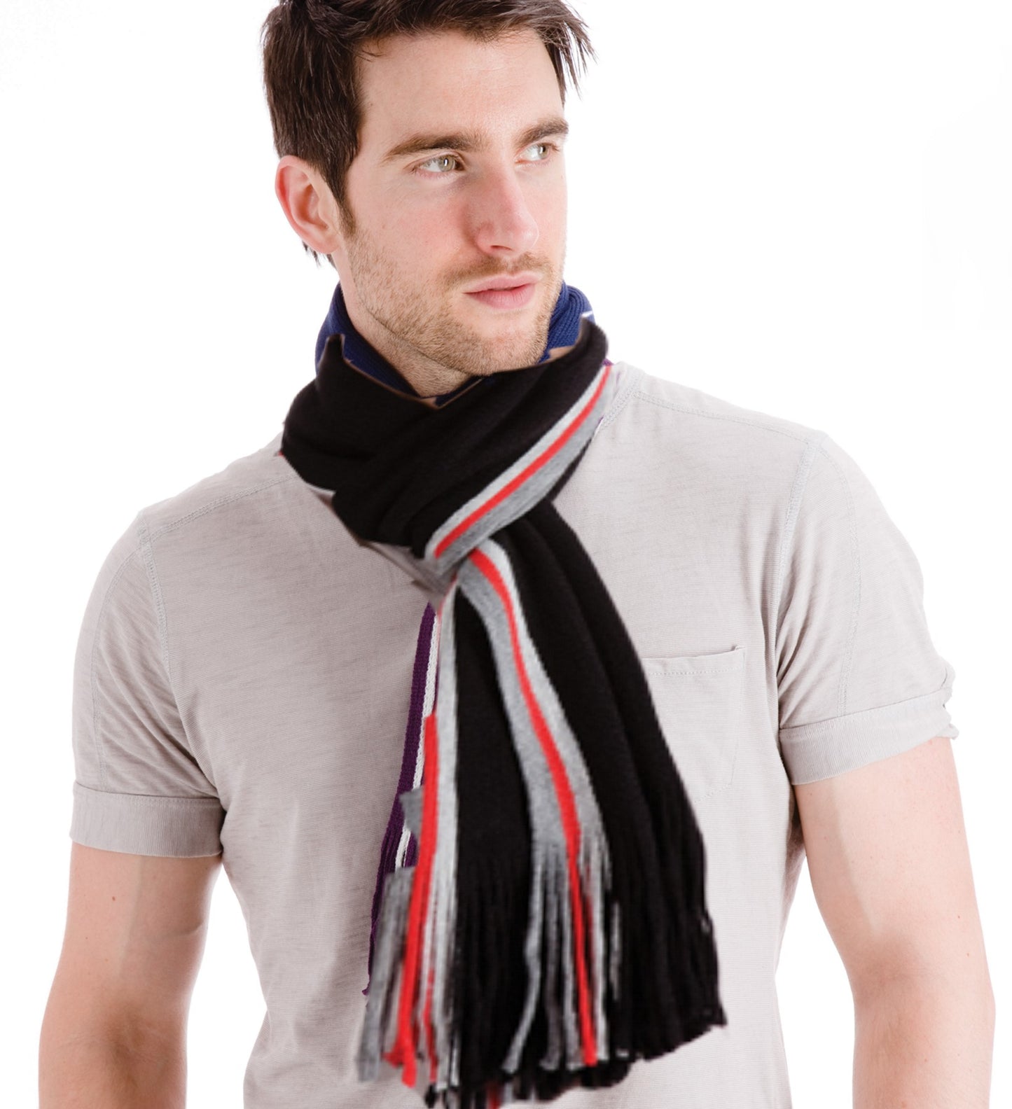 Men's Scarf Striped Coloured Soft Knit  - Ideal Gift Idea