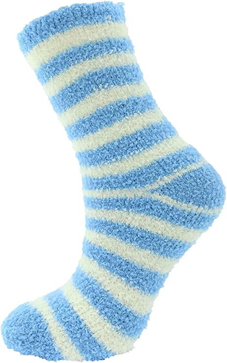 4 Pairs Ladies Striped & Spotty Patterned Soft Fluffy Socks