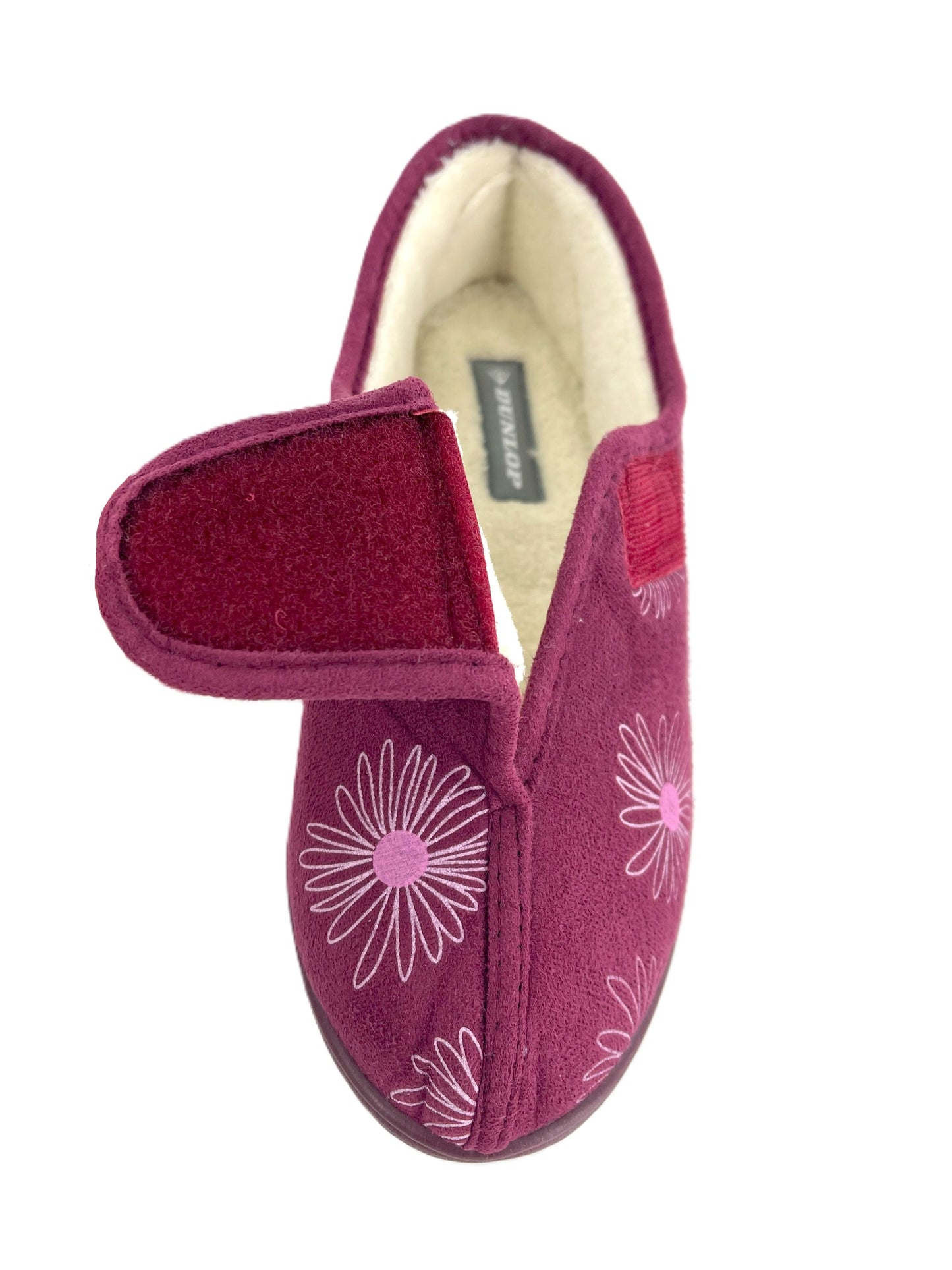 Dunlop Ladies' Memory Foam Slippers Daisy Print - Easy Access - Adjustable Strap - Machine Washable - UK 3-8 - Blueberry or Plum