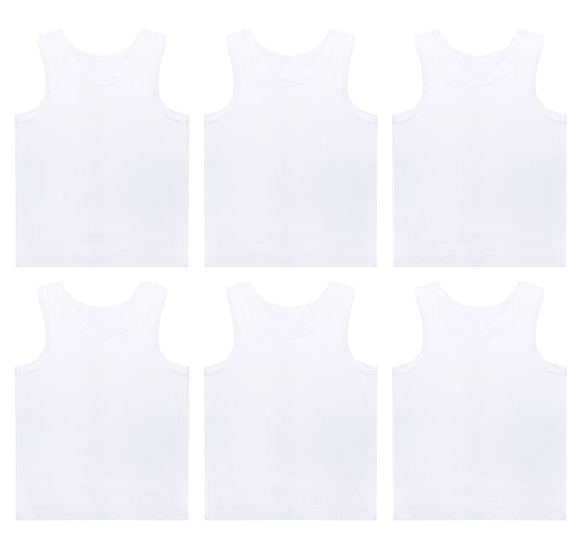 Pack Boys White Cotton Vests Kids Sleeveless Soft Jersey Underwear OEKO-TEX Certified
